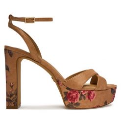 Sandały Aldo. Brązowe kozaki Aldo, bez wzorów, bez obcasa, na słupku, bez zapięcia. Za 509.99 zł.