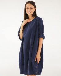 Sztruksowa sukienka z guzikami. Sukienki Unisono, l, bez wzorów, z bawełny, bez kołnierzyka, bez ramiączek. Za 229.00 zł.