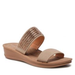 Klapki Clara Barson. Brązowe klapki Clara Barson, bez wzorów, bez obcasa, bez zapięcia. Za 89.99 zł.