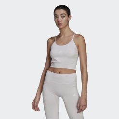 Biustonosz sportowy damski Adidas Sml Spagcrop. Niebieskie biustonosze sportowe adidas, bez wzorów, na fitness i siłownię. Za 103.00 zł.