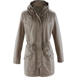 Kurtka parka bawełniana ze stójką i zaznaczoną talią. Niebieskie płaszcze bonprix, bez wzorów, z bawełny, sportowe, bez kaptura. Za 229.99 zł.