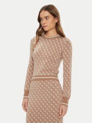 Guess Sweter W4BR21 Z37K0 Beżowy Regular Fit. Brązowe bluzki Guess, m, z aplikacjami, z wiskozy, bez ramiączek. Za 339.99 zł.