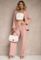 Różowe Spodnie Garniturowe High Waist Viviorea. Czerwone jeansy Renee, m, bez wzorów, z jeansu, klasyczne, z podwyższonym stanem. W wyprzedaży za 75.99 zł.