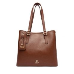 Torebka Beverly Hills Polo Club. Brązowe shopper bag Beverly Hills Polo Club, bez wzorów, bez dodatków. Za 269.99 zł.