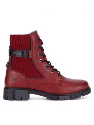 Mustang Botki 1443-502 Czerwony. Czerwone botki Mustang, bez wzorów, bez obcasa, na płaskiej podeszwie, bez zapięcia. Za 258.99 zł.