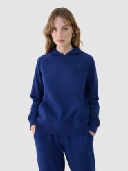 4F Bluza dresowa nierozpinana z kapturem damska - granatowa M. Niebieskie bluzy z kapturem 4f, m, bez wzorów, z bawełny, z kapturem. Za 129.99 zł.