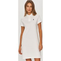 Polo Ralph Lauren - Sukienka. Białe sukienki Polo Ralph Lauren, na co dzień, s, bez wzorów, bez kołnierzyka, bez ramiączek, mini, proste. W wyprzedaży za 429.90 zł.