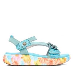 Sandały Laura Vita. Niebieskie sandały LAURA VITA, bez wzorów, bez obcasa, na płaskiej podeszwie, bez zapięcia. Za 439.99 zł.