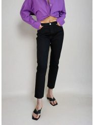 Monki Dżinsy - Slim fit - w kolorze czarnym rozmiar: W29. Czarne jeansy Monki, z aplikacjami, z bawełny, klasyczne, z podwyższonym stanem. Za 70.08 zł.