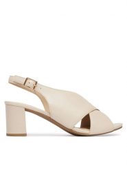 Caprice Sandały 9-28309-46 Kremowy. Białe sandały Caprice, bez wzorów, ze skóry, bez obcasa, na słupku, bez zapięcia. Za 228.99 zł.