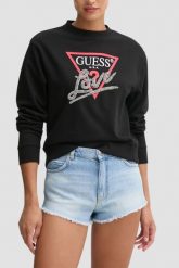 GUESS Czarna bluza damska Love. Czarne bluzy Guess, s, z aplikacjami, bez kaptura. W wyprzedaży za 209.99 zł.