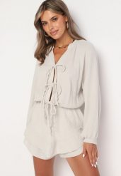 Beżowy Wiązany Bawełniany Kombinezon Boho z Falbankami i Wiązaniem Lalelia. Brązowe sukienki Born2be, na co dzień, uniwersalny, bez wzorów, z bawełny, boho, bez kołnierzyka, bez ramiączek, proste. W wyprzedaży za 161.49 zł.