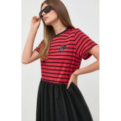 Red Valentino sukienka kolor czarny mini rozkloszowana. Czarne sukienki Red Valentino, l, bez wzorów, z dzianiny, bez kołnierzyka, bez ramiączek, mini, rozkloszowane. W wyprzedaży za 1,039.90 zł.