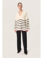Soaked in Luxury Sweter w kolorze kremowo-czarnym rozmiar: L. Brązowe swetry Soaked in Luxury, l, bez wzorów, ze splotem, bez ramiączek. Za 146.50 zł.