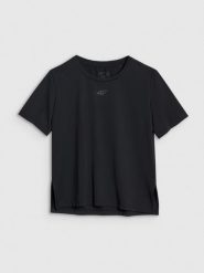4F Koszulka treningowa oversize szybkoschnąca damska - czarna L. Czarne t-shirty sportowe 4f, l, bez wzorów, z dzianiny, bez ramiączek, na fitness i siłownię. Za 79.99 zł.