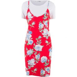 Sukienka 2 w 1 bonprix truskawkowy w kwiaty. Sukienki marki Marie Zélie. Za 49.99 zł.