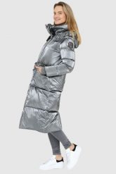 BLAUER Srebrny puchowy płaszcz Naomi z odpinanym kapturem. Szare płaszcze Blauer USA, s, bez wzorów, z poliamidu. W wyprzedaży za 1,709.99 zł.