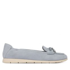 Mokasyny Tamaris. Niebieskie mokasyny Tamaris, bez wzorów. Za 299.99 zł.