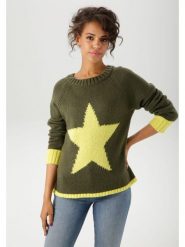 Aniston Sweter w kolorze ciemnozielonym rozmiar: 38. Zielone swetry Aniston, bez wzorów, bez ramiączek. Za 61.17 zł.