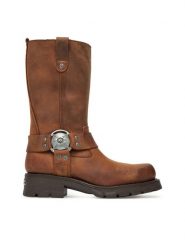 NEW ROCK Kozaki M-7610-C2 Brązowy. Brązowe kozaki NEW ROCK, bez wzorów, ze skóry, rockowe, bez obcasa, na płaskiej podeszwie, bez zapięcia. Za 1,149.00 zł.
