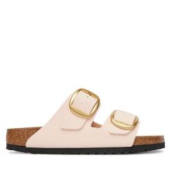 Klapki Birkenstock. Czerwone klapki Birkenstock, bez wzorów, bez obcasa, bez zapięcia. Za 539.99 zł.