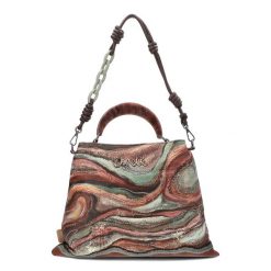 Brązowa Torebka Anekke Stylowy Kuferek Damski. Brązowe torebki klasyczne Anekke, z aplikacjami, z materiału, eleganckie, na ramię, bez dodatków. Za 379.00 zł.