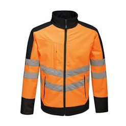 Kurtka Softshellowa Unisex Dla Dorosłych HiVis Odblaskowy Materiał. Brązowe kurtki przejściowe sportowe Regatta, xl, bez wzorów, z materiału, bez kaptura, trekkingowe. Za 247.99 zł.