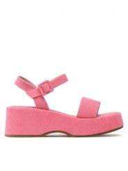 DeeZee Sandały DXJ220515 Różowy. Czerwone sandały DeeZee, bez wzorów, z materiału, bez obcasa, na koturnie, bez zapięcia. Za 169.99 zł.