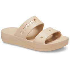 Klapki Dla Dorosłych Crocs Baya Platform. Białe klapki Crocs, bez wzorów, z materiału, bez obcasa, bez zapięcia. Za 139.99 zł.