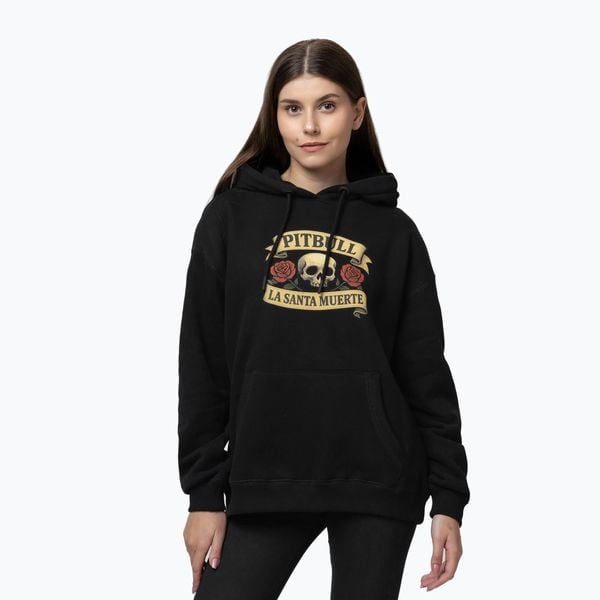 Bluza damska Pitbull La Santa Muerte Hooded. Czarne bluzy PITBULL, m, bez wzorów, z bawełny, bez kaptura, na fitness i siłownię. Za 189.99 zł.