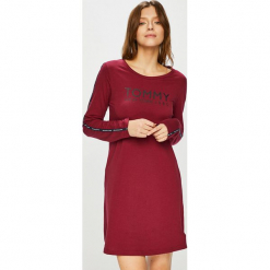 Tommy Hilfiger - Piżama. Brązowe piżamy marki Tommy Hilfiger, z nadrukiem, z bawełny, z okrągłym kołnierzem. Za 229.90 zł.