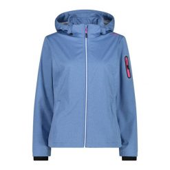 Damska kurtka turystyczna z kapturem CMP. Niebieskie kurtki przejściowe sportowe CMP, bez wzorów, z softshellu, z kapturem, trekkingowe. Za 356.00 zł.