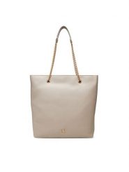 Calvin Klein Torebka Minimal Monogram Chain Tote LV04F3204G Beżowy. Brązowe torebki klasyczne Calvin Klein, bez wzorów, ze skóry, bez dodatków. Za 389.99 zł.
