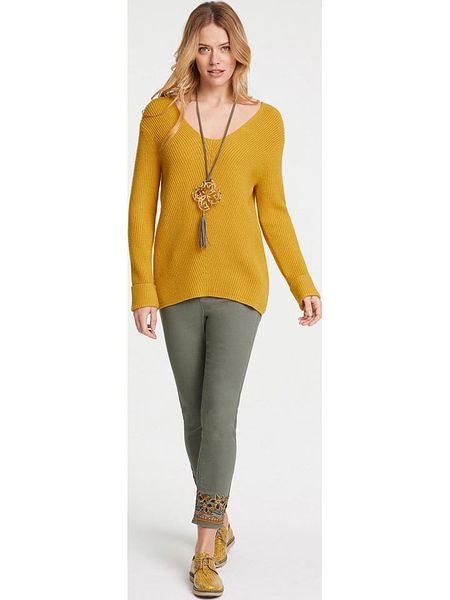 Heine Sweter w kolorze żółtym rozmiar: W44/L46. Żółte swetry Heine, l, bez wzorów, ze splotem, bez ramiączek. Za 59.45 zł.