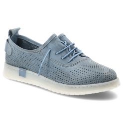 Półbuty damskie Ravini, ze skóry naturalnej licowej ażurowa cholewka sznurowanie lekka podeszwa casual, niebieskie, 2020-1. Niebieskie półbuty wsuwane Ravini, w ażurowe wzory, ze skóry, casualowe, bez obcasa, na płaskiej podeszwie. Za 279.00 zł.