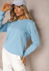 Niebieska Bluza Diyo. Niebieskie bluzy Renee, na jesień, l, bez wzorów, z jeansu, bez kaptura. W wyprzedaży za 35.99 zł.