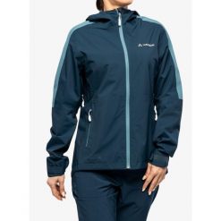 Kurtka przeciwdeszczowa damska Vaude Moab Rain Jacket II. Niebieskie kurtki Vaude, bez wzorów, bez kaptura, rowerowe. Za 538.99 zł.