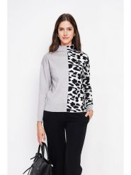 ASSUILI Sweter w kolorze szaro-czarno-białym rozmiar: 42. Białe swetry Assuili, bez wzorów, klasyczne, bez ramiączek. Za 113.99 zł.