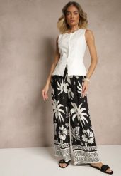 Czarne Szerokie Spodnie z Gumką w Pasie w Stylu Boho Evirami. Czarne jeansy Renee, na lato, l, bez wzorów, z jeansu, boho. W wyprzedaży za 29.99 zł.