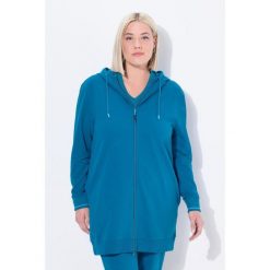 Damskie Bluza dresowa ozdobna lamówka oversize kaptur. Niebieskie bluzy z kapturem Ulla Popken, plus size, bez wzorów, z bawełny, bez kaptura. W wyprzedaży za 191.99 zł.