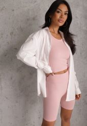 Różowe Elastyczne Szorty Biker High Waist Diovien. Czerwone szorty Renee, bez wzorów, prążkowane. Za 49.99 zł.