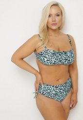 Zielone Bikini Biustonosz z Wiązaniem i Majtki Figi ze Ściągaczami Uloselia. Zielone bikini Born2be, w ażurowe wzory. Za 89.99 zł.
