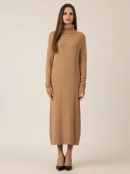 APART Sukienka dzianinowa w kolorze karmelowym rozmiar: 36. Brązowe sukienki Apart, na co dzień, bez wzorów, z dzianiny, bez kołnierzyka, bez ramiączek, midi, proste. Za 228.38 zł.