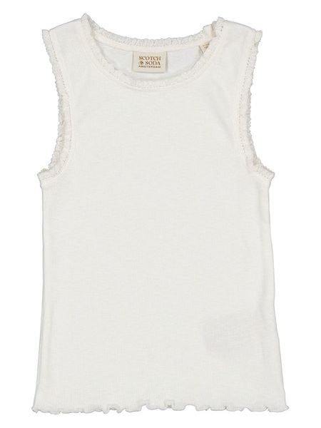 Scotch & Soda Top w kolorze białym rozmiar: 140. Białe topy Scotch & Soda, bez wzorów, bez kołnierzyka, bez ramiączek. Za 41.39 zł.