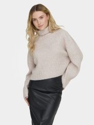 ONLY Golf Melanie 15321177 Beżowy Regular Fit. Brązowe swetry ONLY, m, bez wzorów, z syntetyku, bez ramiączek. Za 99.99 zł.