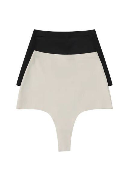 Stringi shape bezszwowe, średni stopień modelowania sylwetki (2 pary). Czarne bielizna modelująca bonprix, bez wzorów. Za 77.99 zł.