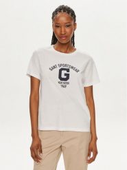 Gant T-Shirt Logo 4200849 Biały Regular Fit. Białe t-shirty Gant, xl, bez wzorów, z bawełny, bez kołnierzyka, bez ramiączek. Za 99.99 zł.