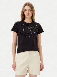 KARL LAGERFELD T-Shirt A2W17120 Czarny Regular Fit. Czarne t-shirty KARL LAGERFELD, s, bez wzorów, z bawełny, bez kołnierzyka, bez ramiączek. Za 299.99 zł.