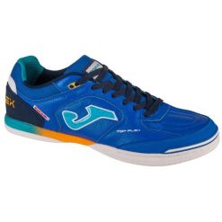 Buty piłkarskie Joma Top Flex 2404 In TOPW2404IN niebieskie. Niebieskie buty treningowe bez wzorów, ze skóry, bez zapięcia, do piłki nożnej. Za 391.48 zł.