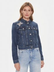 Guess Kurtka jeansowa Delya W4RN54 D4VIG Granatowy Regular Fit. Niebieskie kurtki Guess, s, z aplikacjami, z bawełny, bez kaptura. Za 1,239.00 zł.